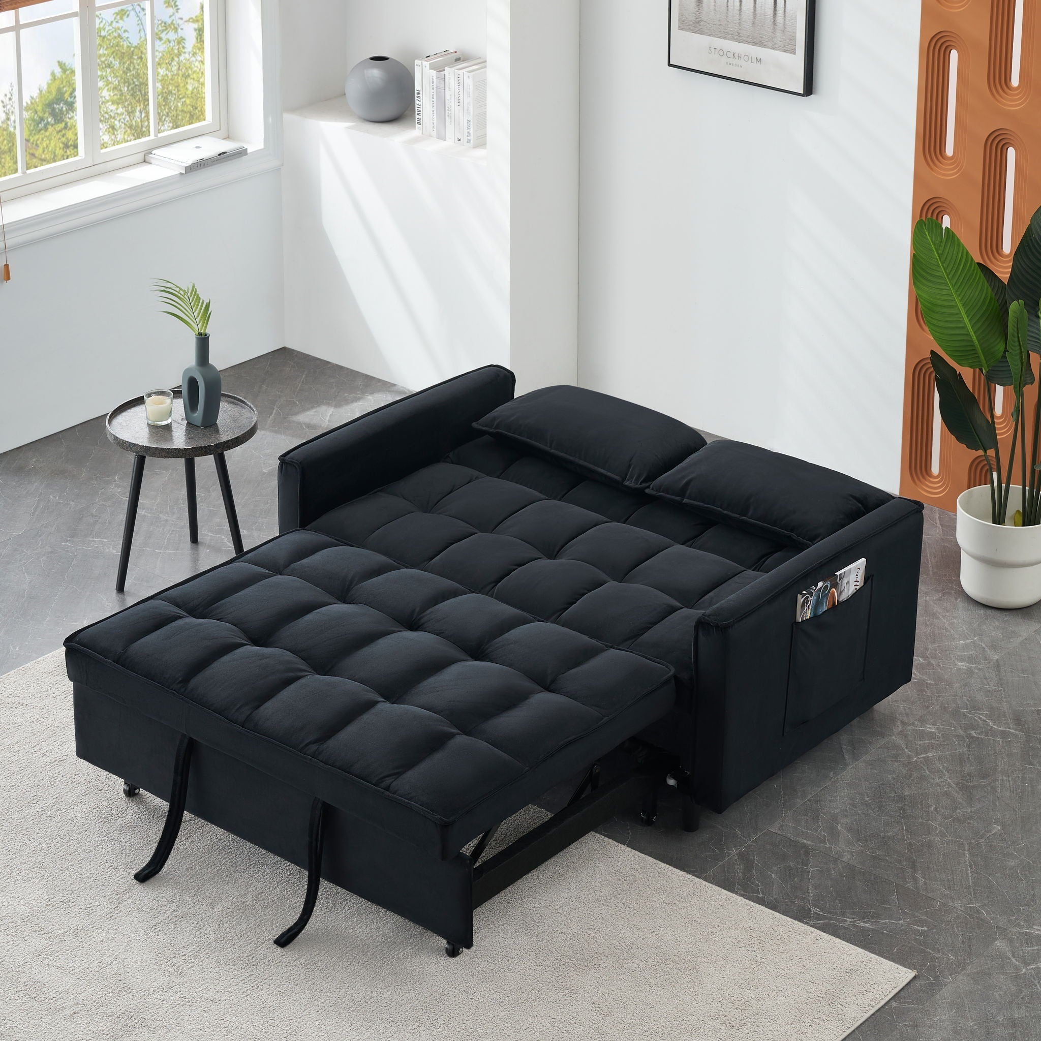 Sofa Bed With Pockets, 3 In 1 Convertible
