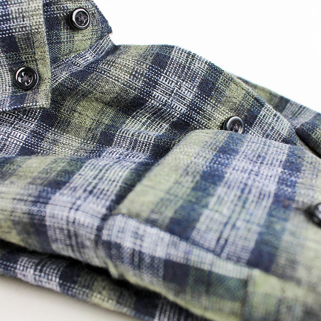 Jake Long Sleeve Checkered Pocket Collar Button-Up Shirt // Green