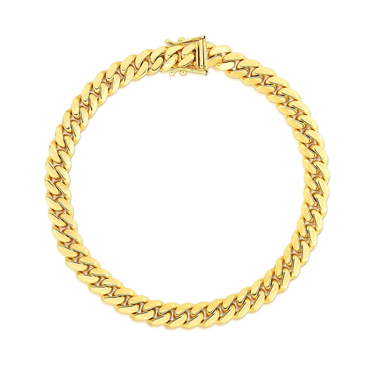 10k Yellow Gold Classic Miami Cuban Solid Bracelet (7.10 mm)