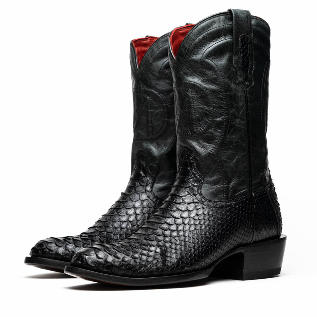 Kansas // Python Leather Western Boots // Black
