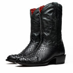 Kansas // Python Leather Western Boots // Black
