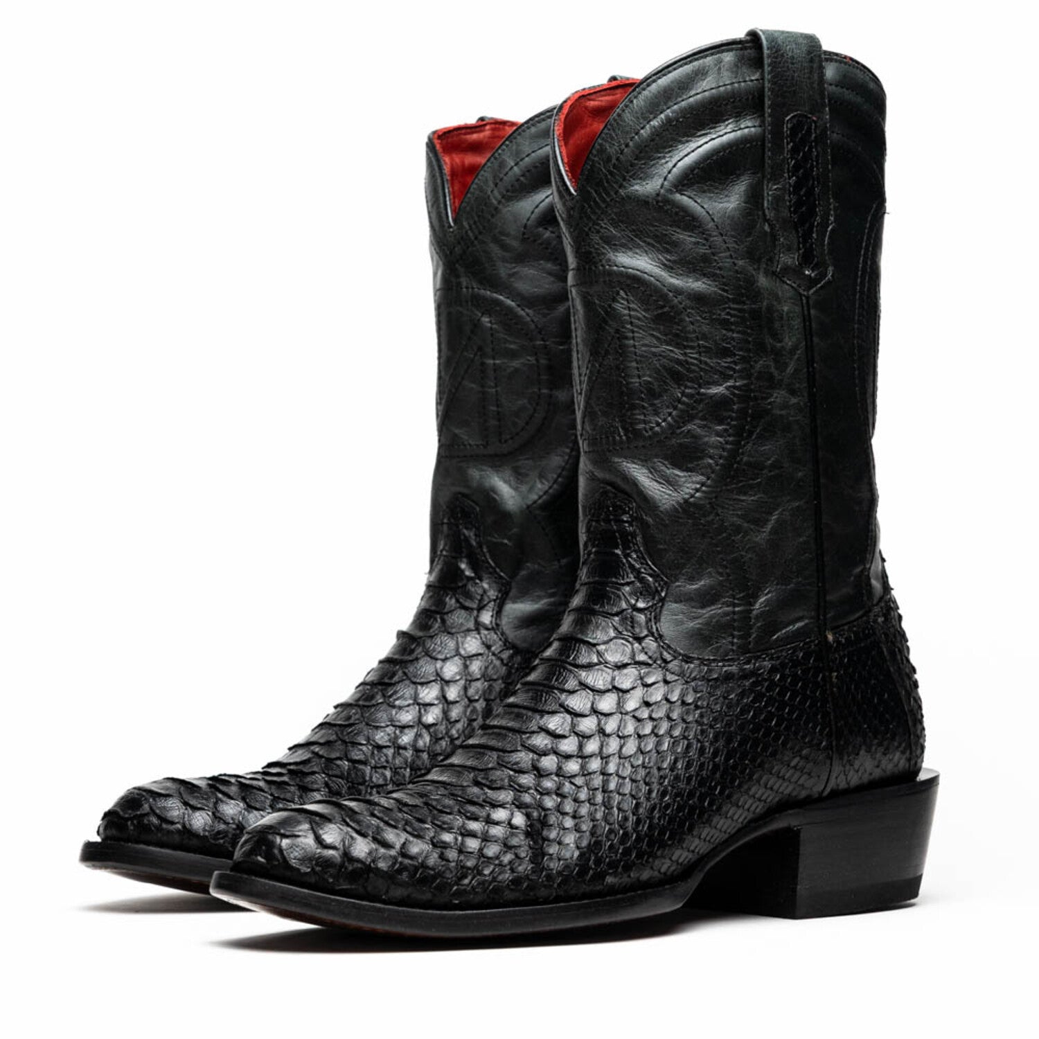 Kansas // Python Leather Western Boots // Black