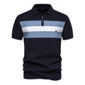 Textured Zippered Polo // Navy Blue
