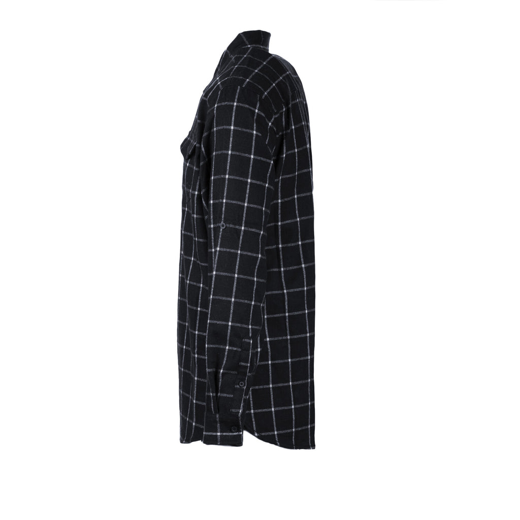 Windowpane 2-Pocket Long-Sleeve Flannel Shirt // Navy + White