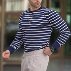 Striped Crewneck Sweater // Navy