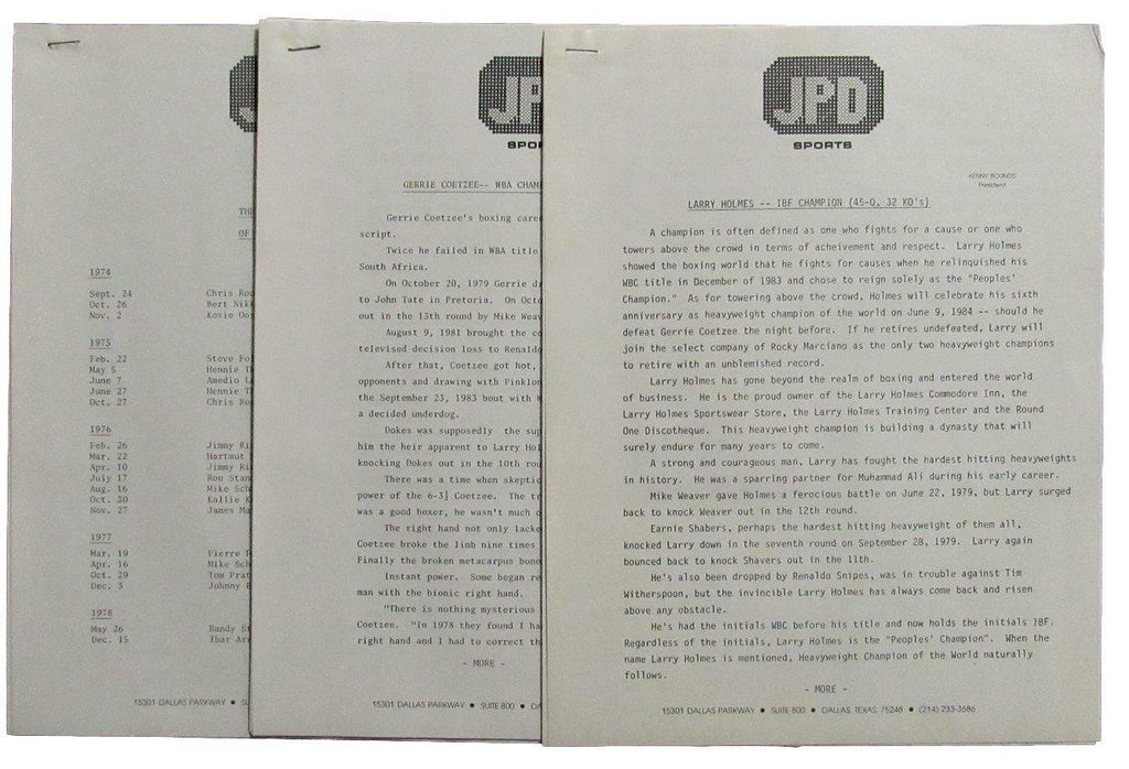 1984 Heavyweight Championship Boxing Holmes vs. Coetzee Press Kit 167445