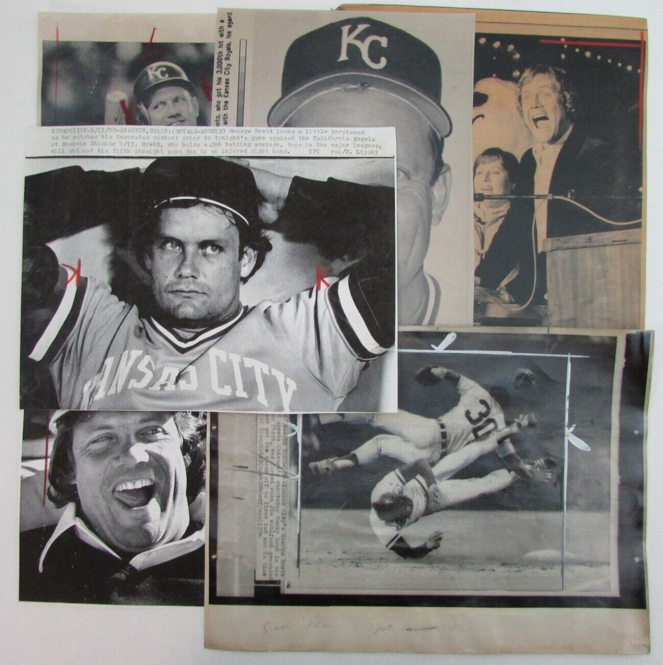Lot of 10 George Brett Kansas City Royals 1980's-90's News Wire Photos 157377
