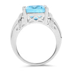 8.89 Carat Genuine Swiss Blue Topaz .925 Sterling Silver Ring