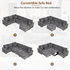 Sectional Sofa Pull-Out Sofa Bed Sleeper With A Storage Ottoman