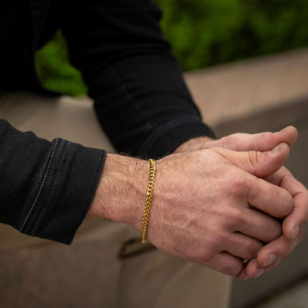 Cuban Chain Bracelet, 5MM - 14K Gold