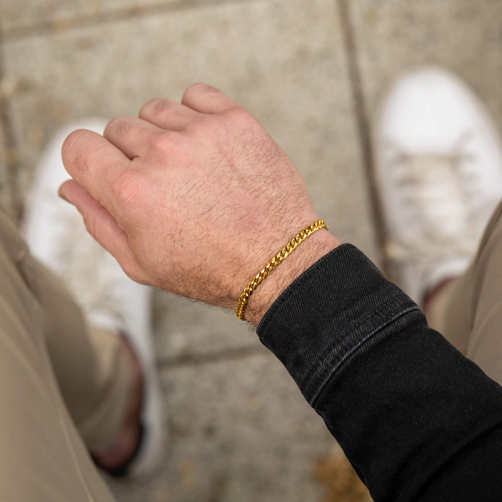 Cuban Chain Bracelet, 5MM - 14K Gold