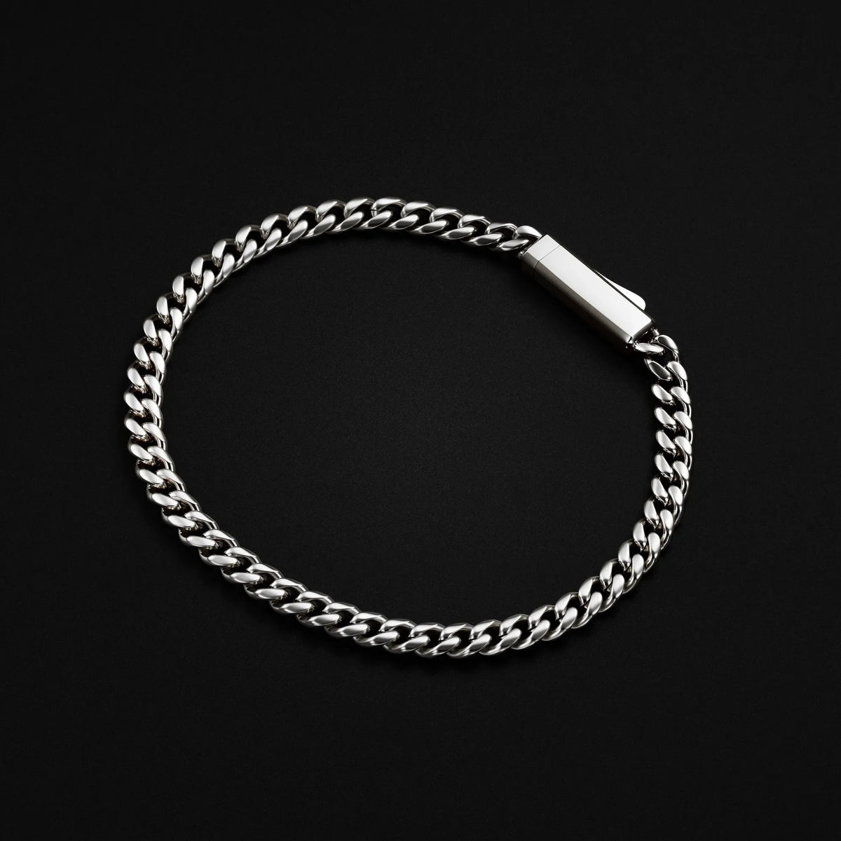 Cuban Chain Bracelet, 5MM - Silver