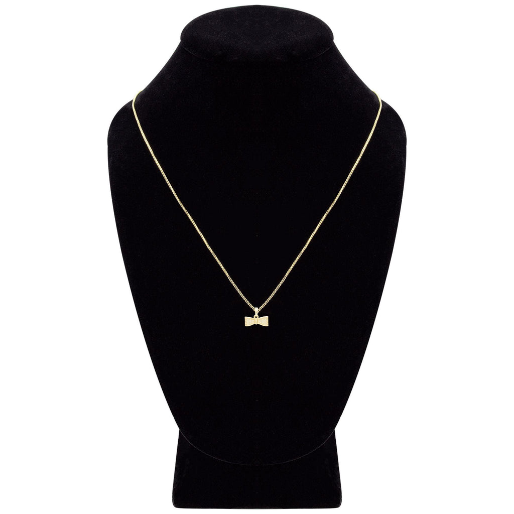Cubic Zirconia Bow Tie Pendant 14K Gold Filled Necklace Set