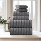 Bibb Home 6 Piece Ribbed Egyptian Cotton Towel Set