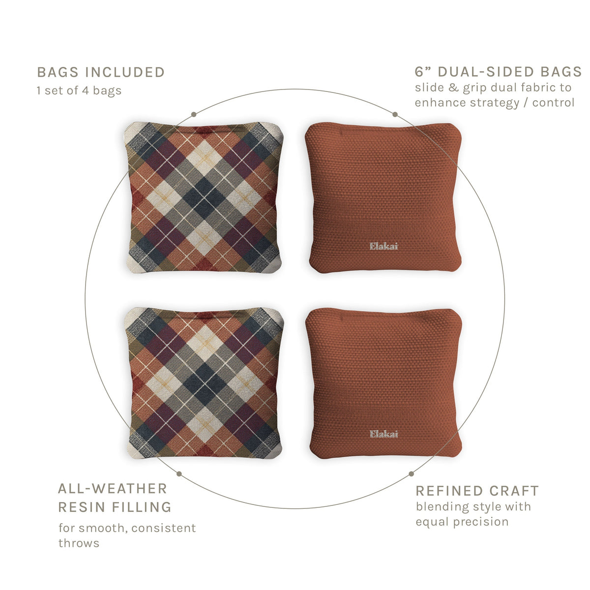 6-in Dual-Sided Cornhole Bags | Plaid Collection