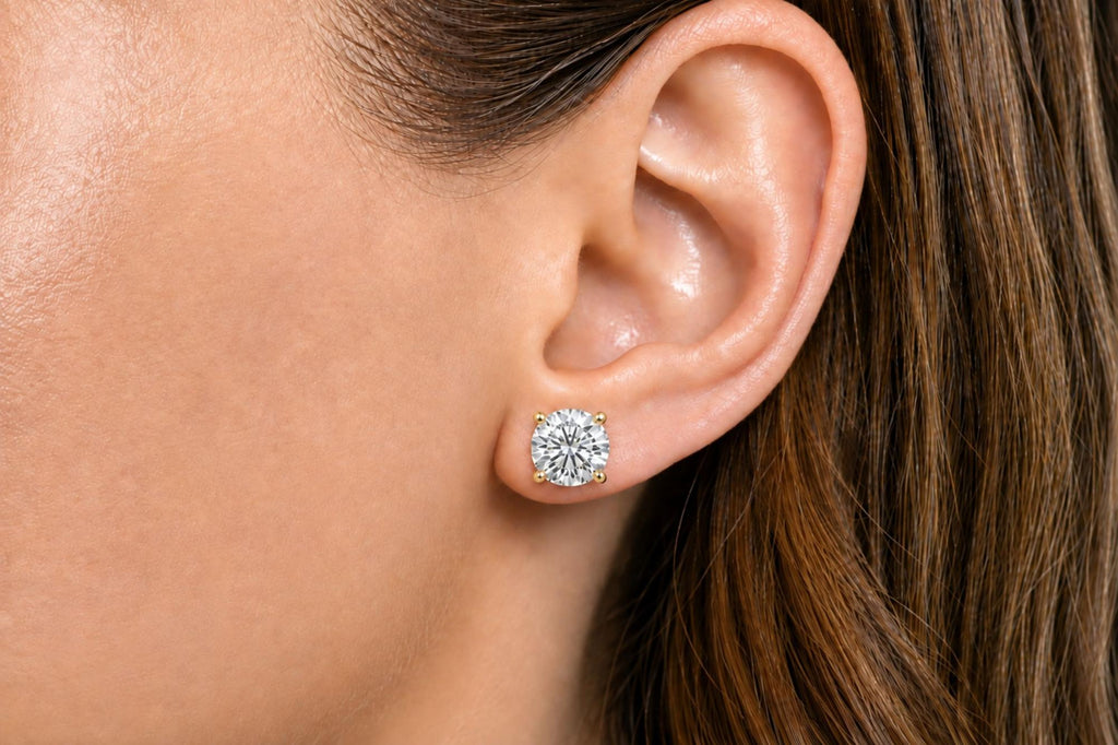 IGI Certified 14K Gold Lab Grown Diamond Solitaire Stud Earrings