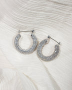 Pave Baby Amalfi Hoops- Silver