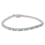 14K White Gold 4 5/8 Cttw Alternating White and Blue Diamond Martini Set Tennis Bracelet (H-I Color, I1-I2 Clarity) - 7" Inches