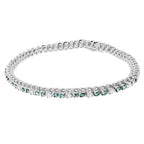 14K White Gold 4 5/8 Cttw Alternating White and Blue Diamond Martini Set Tennis Bracelet (H-I Color, I1-I2 Clarity) - 7" Inches