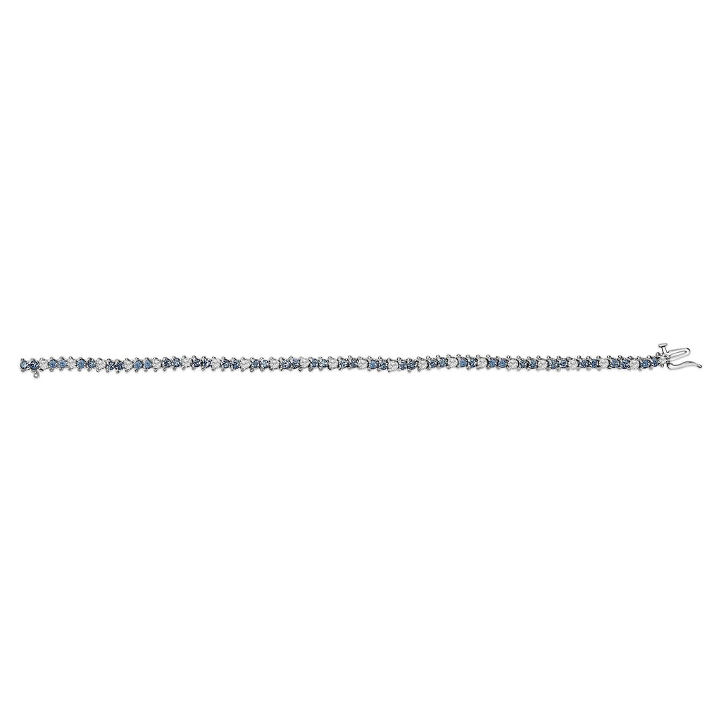 14K White Gold White And Treated Blue Diamond Bracelet (4 5/8 cttw, H-I Color, I1-I2 Clarity)