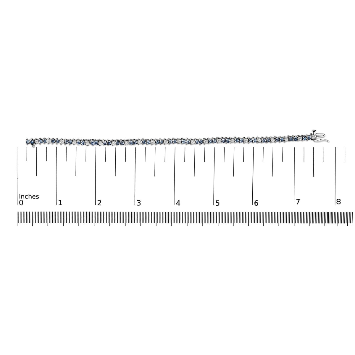 14K White Gold White And Treated Blue Diamond Bracelet (4 5/8 cttw, H-I Color, I1-I2 Clarity)