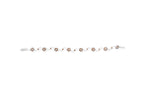 10K White Gold 4.0 Cttw Champagne and White Diamond Floral Cluster and Station Link Bracelet (H-I Color, SI2-I1 Clarity) - 7" Inches