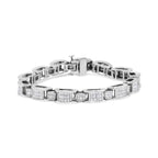 14K White Gold 5.0 Cttw Princess Cut Diamond Invisible Set Alternating Size D Shaped Links Tennis Bracelet (H-I Color, SI2-I1 Clarity) - 7â€