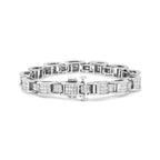 14K White Gold 5.0 Cttw Princess Cut Diamond Invisible Set Alternating Size D Shaped Links Tennis Bracelet (H-I Color, SI2-I1 Clarity) - 7â€