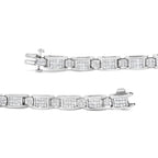 14K White Gold 5.0 Cttw Princess Cut Diamond Invisible Set Alternating Size D Shaped Links Tennis Bracelet (H-I Color, SI2-I1 Clarity) - 7â€