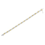 Two-Tone 10K Yellow Gold over .925 Sterling Silver 1.0 Cttw Diamond Channel Set Tapered & X-Link 7" Tennis Bracelet (H-I Color, I2-I3 Clarity)