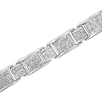18K White Gold 5.0 Carat Princess Diamond Buckle Link Bracelet