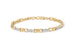 10k Yellow Gold 1/3 Cttw Diamond 3 Stone and X-Link Bracelet (I-J Color, I1-I2 Clarity) - 7.50" Inches