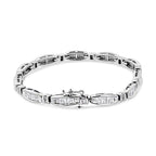 14K White Gold 2.0 Cttw Princess and Round Diamond Bar and Link Bracelet (I-J Color, I1-I2 Clarity) - 7.25" Inches