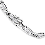 14K White Gold 2.0 Cttw Princess and Round Diamond Bar and Link Bracelet (I-J Color, I1-I2 Clarity) - 7.25" Inches