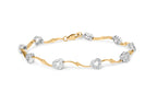 10k Two-Tone Gold 1/3 Cttw Diamond Pave Set Heart S-Link 7.25" Bracelet (I-J Color, I2-I3 Clarity)