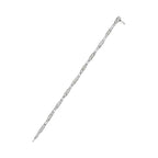 14K White Gold 1.0 Cttw Invisible Set Princess Cut Diamond Alternating Station and Link Tennis Bracelet (I-J Color, I1-I2 Clarity) - Size 7.25" Inches