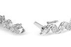 14K White Gold 2.00 Cttw Diamond Cluster and Spiral Link Bracelet (I-J Color, I1-I2 Clarity) - 7"