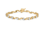 10k Yellow Gold 1.00 Cttw Round-Cut Diamond Floral S-Link 7.50" Bracelet (I-J Color, I2-I3 Clarity)