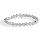 14K White Gold 2.00 Cttw Diamond Halo Link Tennis Bracelet (H-I Color, I1-I2 Clarity) - 7" Inches