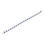 .925 Sterling Silver, Lab-Grown Gemstone and 4 Cttw Round Diamond Tennis Bracelet (H-I Color, I1-I2 Clarity) - Created Blue Sapphire, September Birthstone