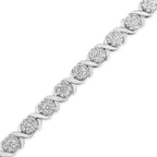 14K White Gold 6-1/3 Cttw Round Brilliant-Cut Diamond Round Cluster & X-Link 7" Tennis Bracelet (I-J Color, SI2-I1 Clarity)