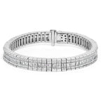 14K White Gold 7 7/8 Cttw Princess and Baguette Diamond Eternity Line Tennis Bracelet (G-H Color, SI1-SI2 Clarity) - 7" Inches