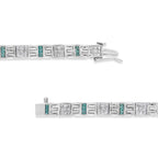14K White Gold Princess-Cut white and Blue Diamond 3.00 cttw Fashion Link Bracelet (H-I Color, SI1-SI2 Clarity)