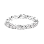 14K White Gold 8 5/8ct Cttw Princess and Baguette Diamond Geometric Twist Link Bracelet (G-H Color, VS1-VS2 Clarity) - 7"