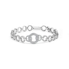 .925 Sterling Silver 1.00 Cttw Diamond Interlinking Open Circle Link Bracelet