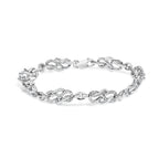 .925 Sterling Silver 1.0 Cttw Diamond Infinity Loop and Swirl Link Bracelet (I-J Color, I2-I3 Clarity) - 7.25" Inches