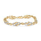 14K Yellow Gold Plated .925 Sterling Silver 1.0 Cttw Diamond Infinity Loop and Swirl Link Bracelet