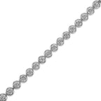 .925 Sterling Silver 1.0 Cttw Diamond Miracle-Plate Open Quatrefoil Flower Circle-Link 7" Tennis Bracelet (I-J color, I3 clarity)