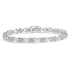 .925 Sterling Silver 1-1/2 Cttw Diamond Cluster X Link 7" Tennis Bracelet (I-J color, I3 clarity)