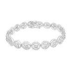 .925 Sterling Silver 1.0 Cttw Diamond Nested Circle Miracle Set Open Wheel 7" Fashion Link Bracelet (I-J Color, I3 Clarity)